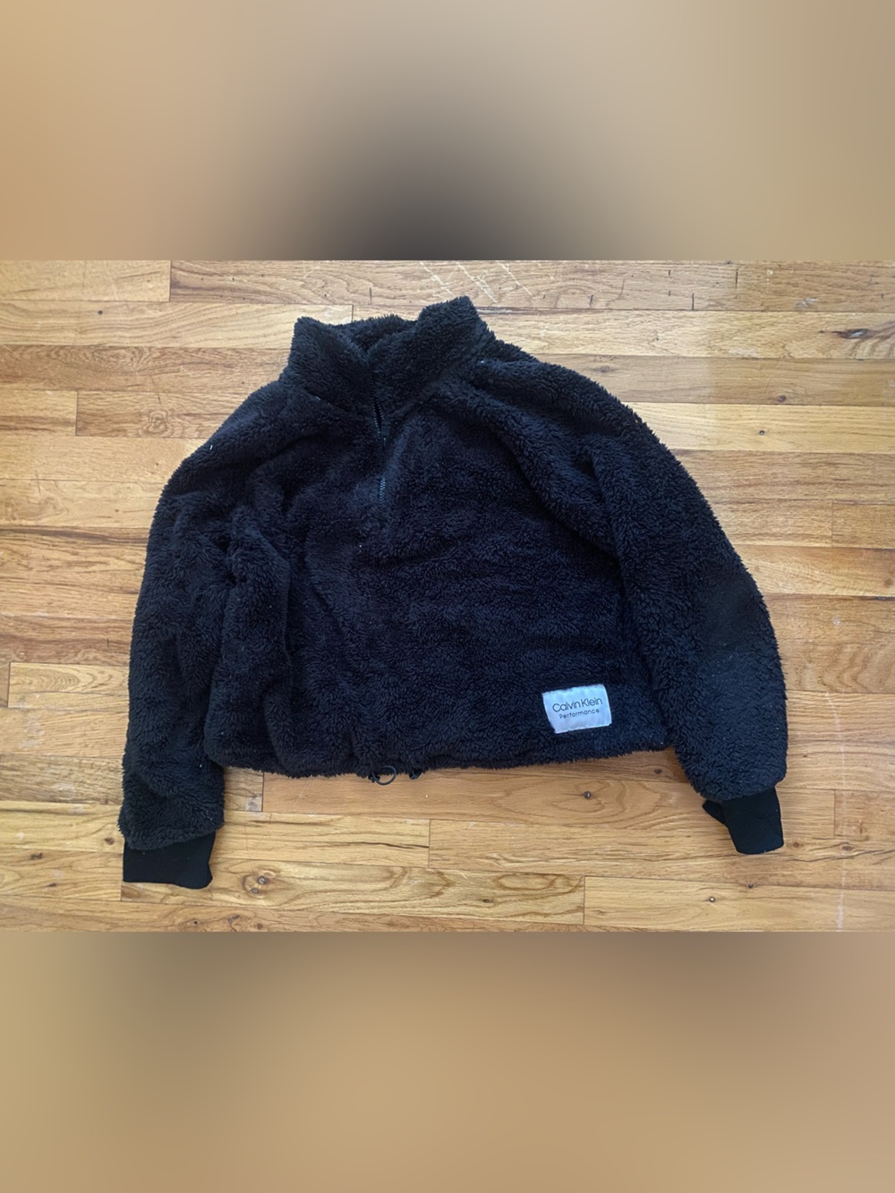 Cropped black quarter zip Sherpa